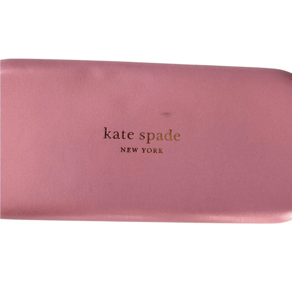 Kate Spade Pink and Green Hard Sunglasses Case with Cleaning Cloth